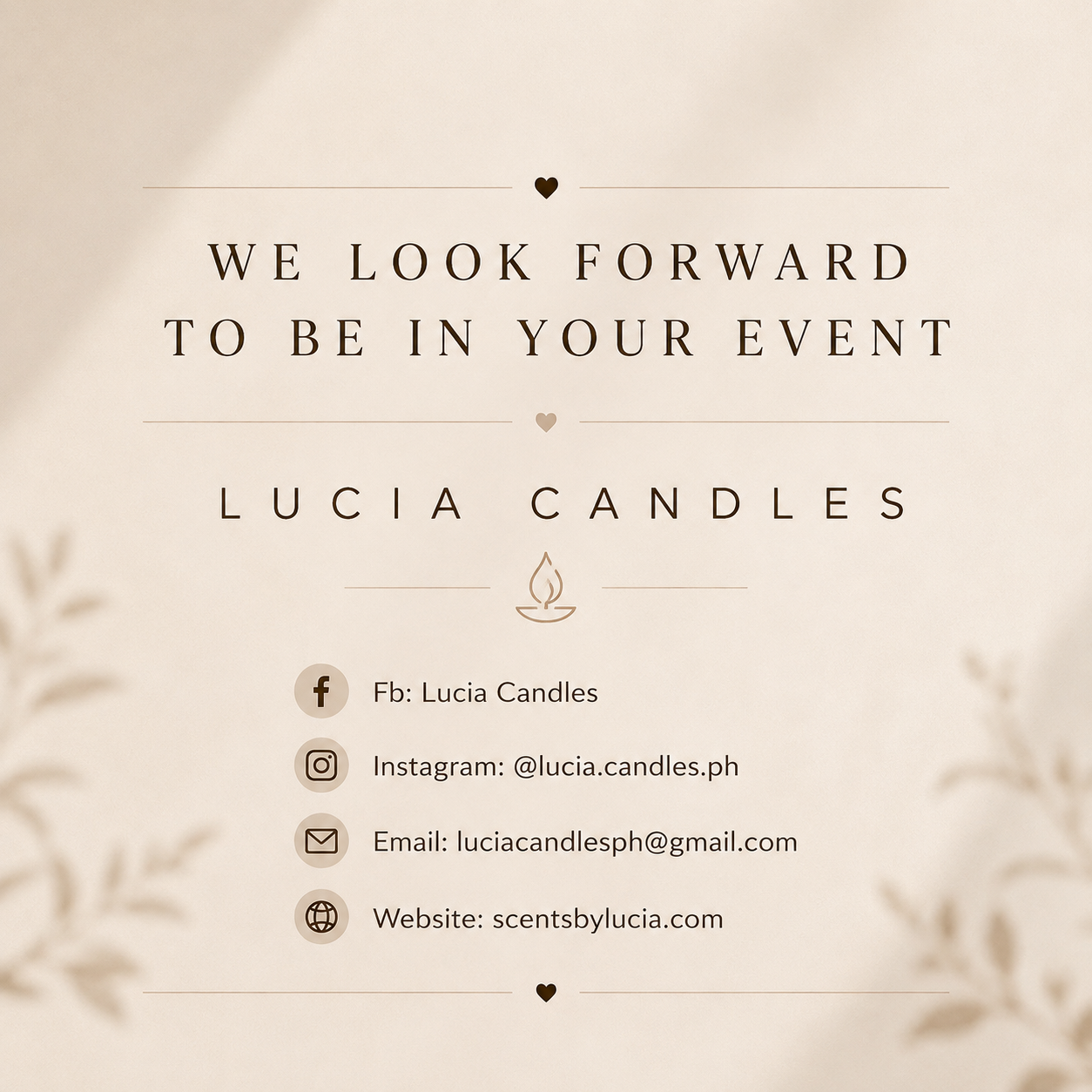 We look forward to be in your events